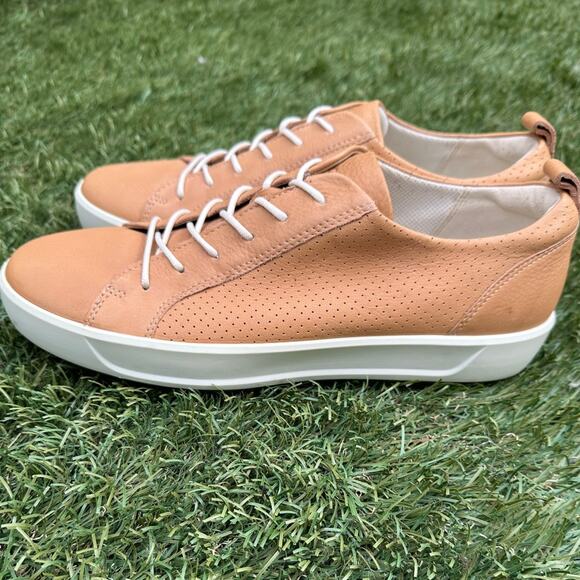 Ecco Soft 8 Genuine Leather Low Top Minimalist Sneakers Classic Tan Shoes Sz 41 - Picture 2 of 10